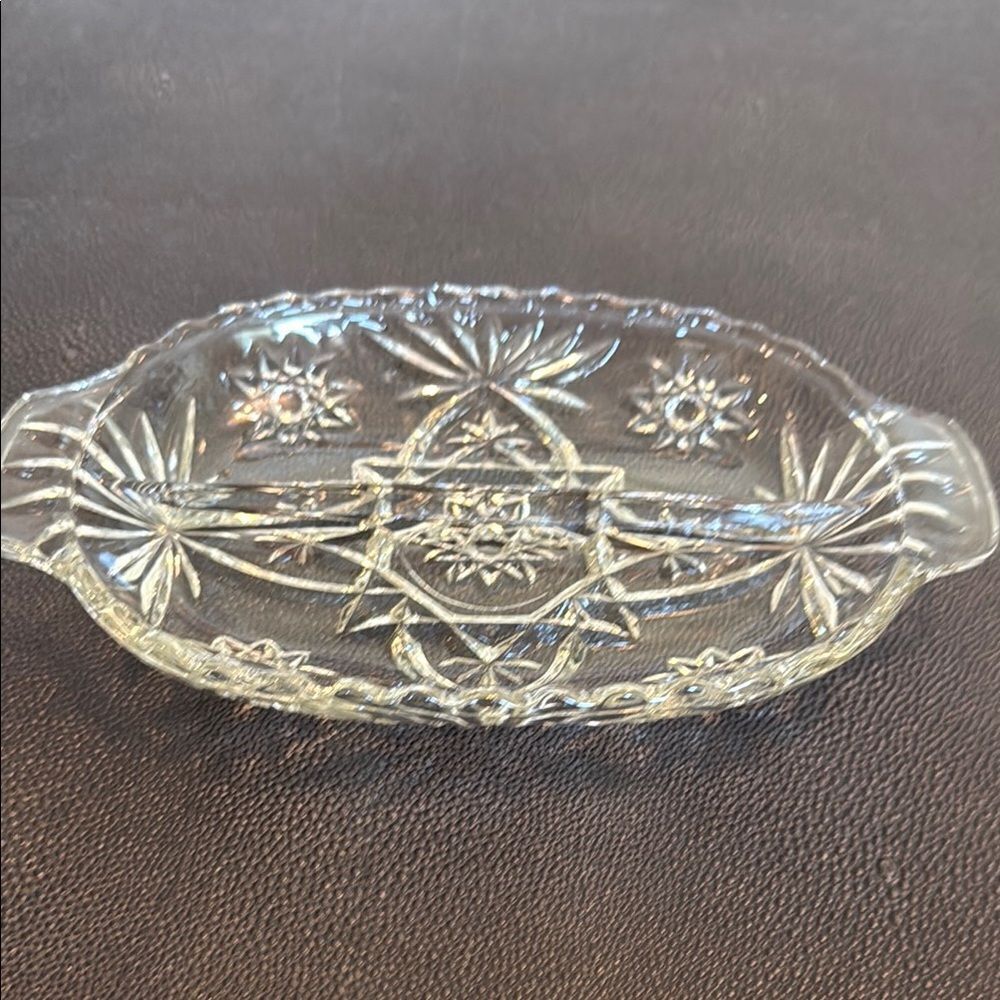 Anchor Hocking Star of David Clear Glass Serving Relish Dish